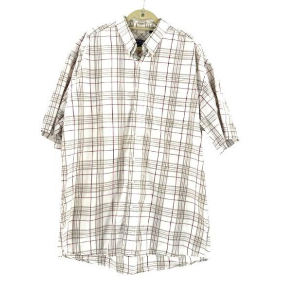 Roper Western Shirt Men's 2XL White Plaid Short Sleeve Cowboy Ranch Button Up‎ - Picture 1 of 7